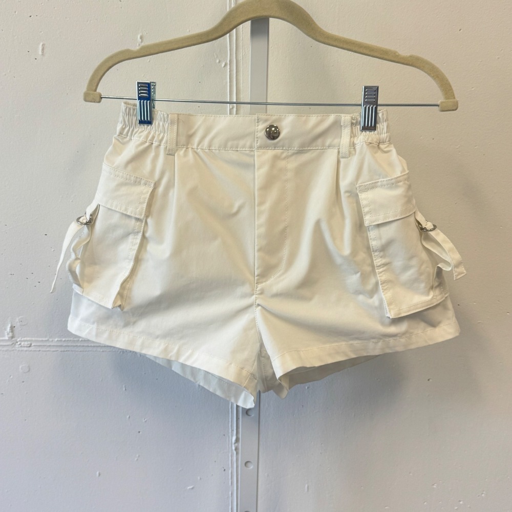 Love Tree Cargo Shorts High Rise Elastic Waist Utility Shorts Size Small White